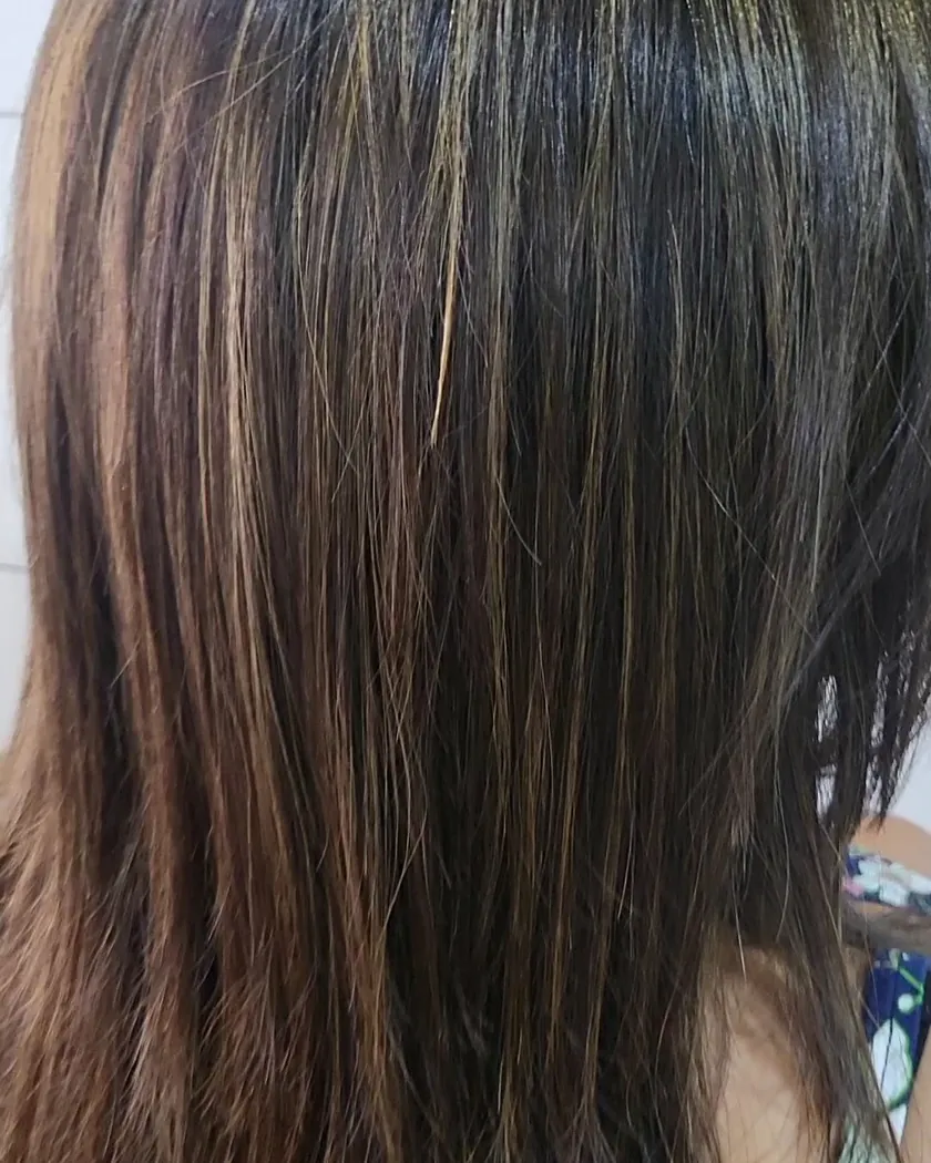 Cabello oscuro con mechas finas